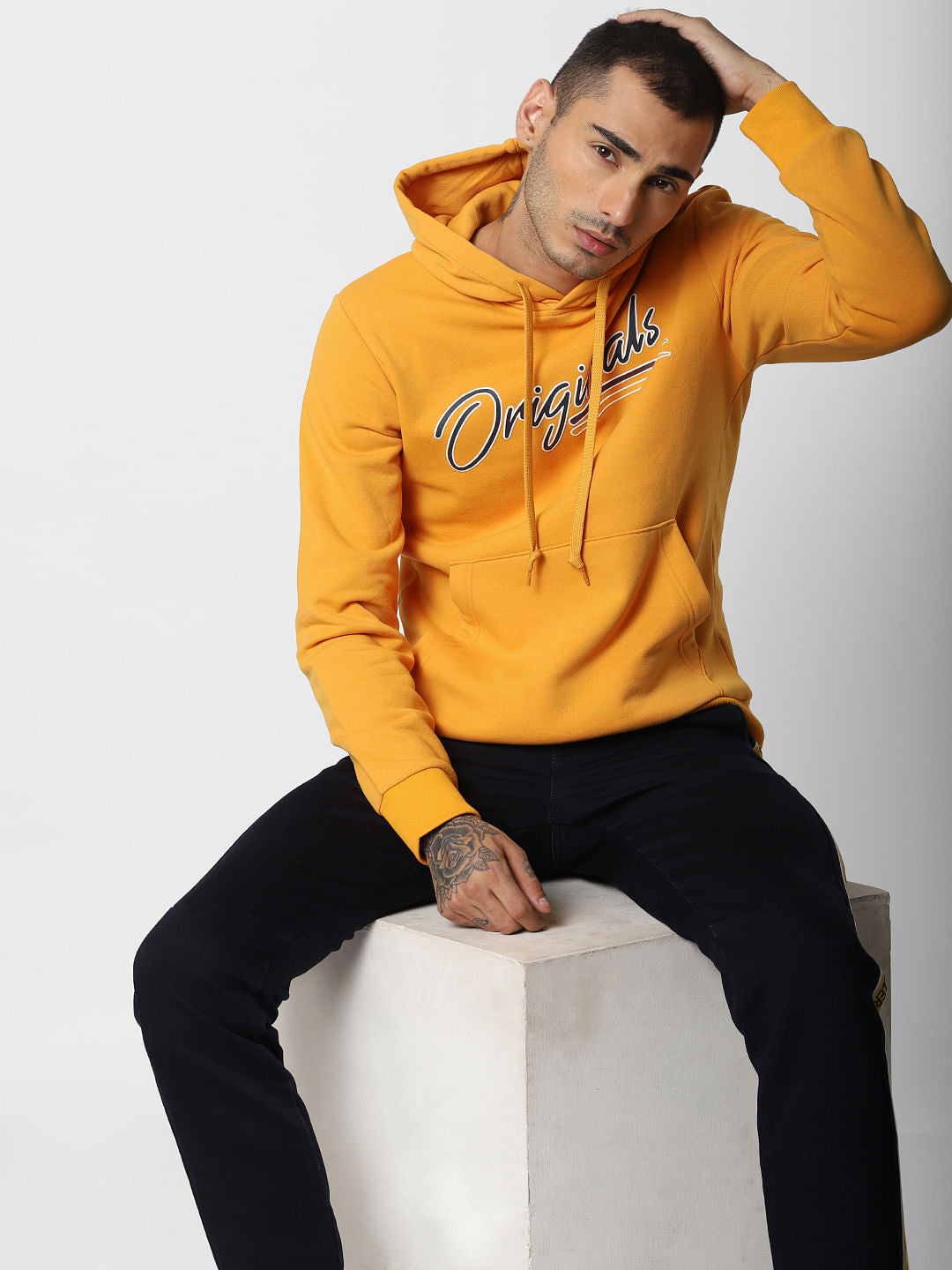 Yellow Hooded Sweatshirt - S
