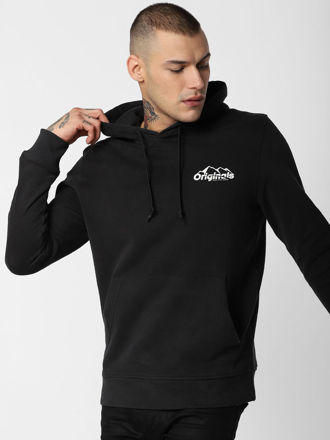 Black Back Patch Print Sweatshirt - S