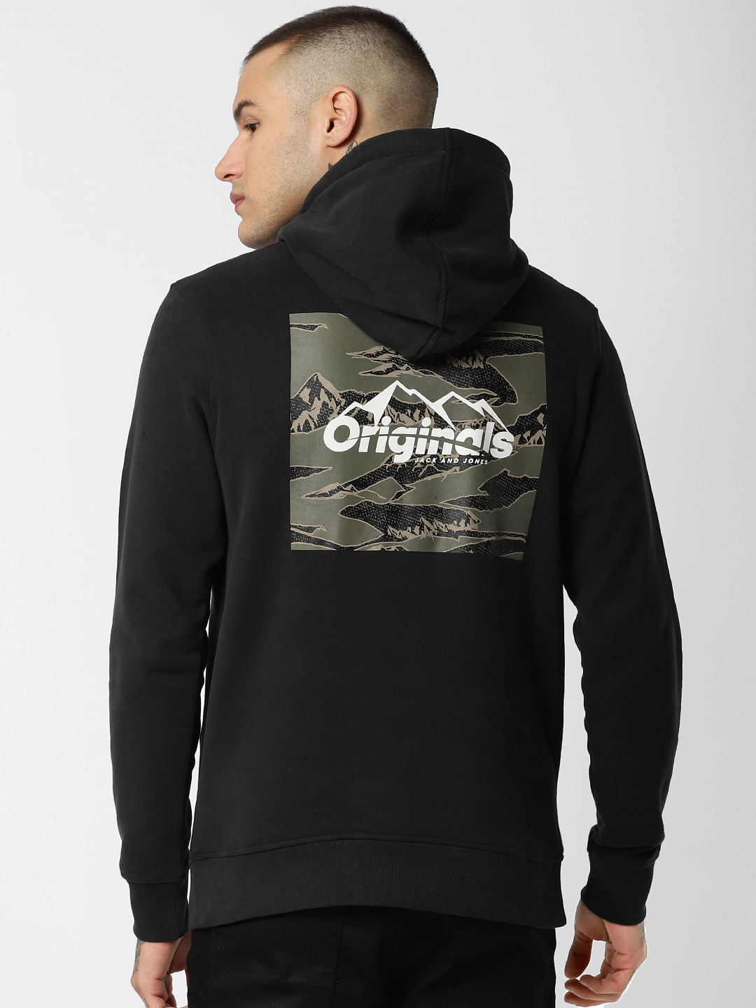 Black Back Patch Print Sweatshirt