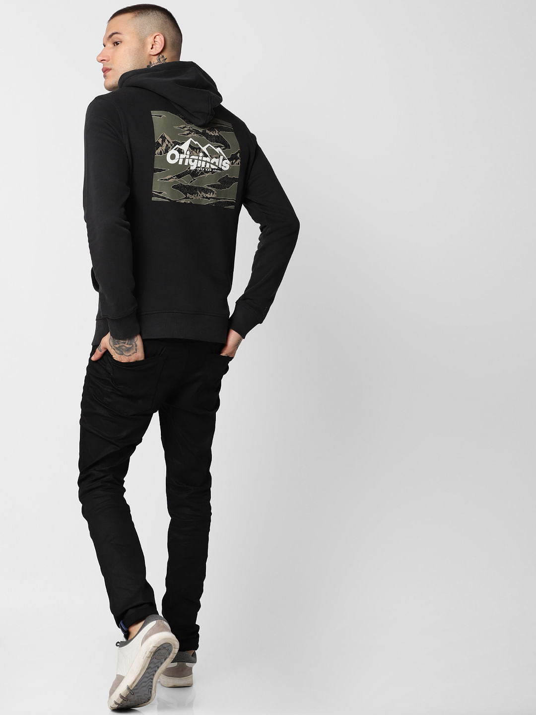 Black Back Patch Print Sweatshirt
