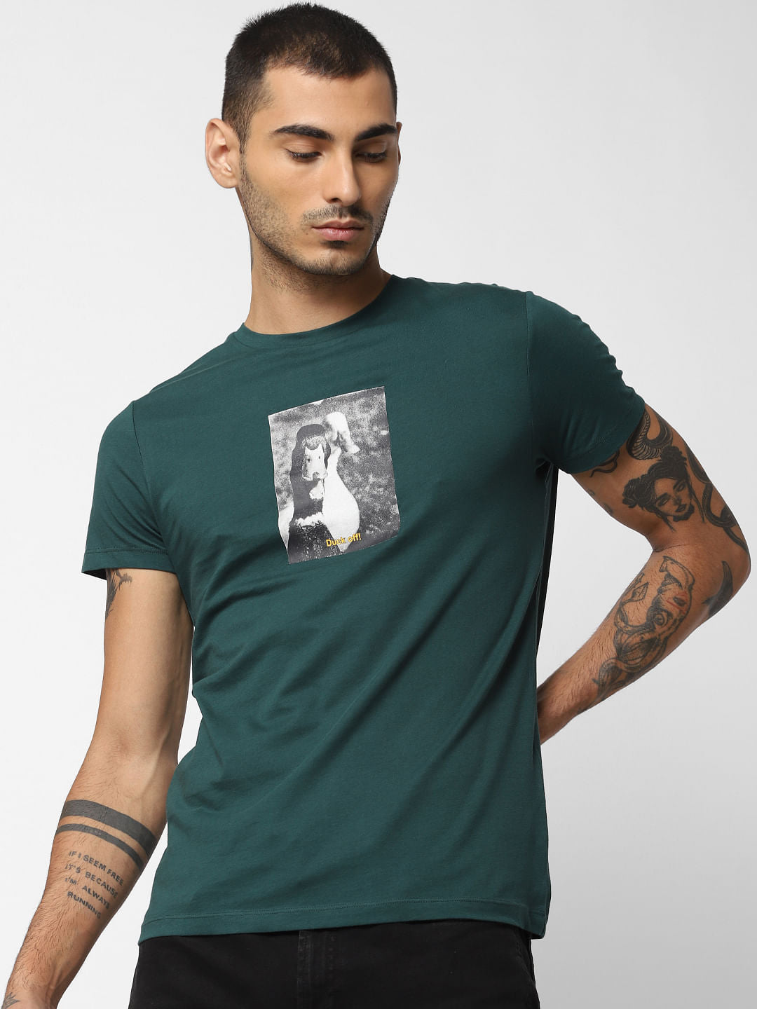 Green Graphic Print Crew Neck T-Shirt