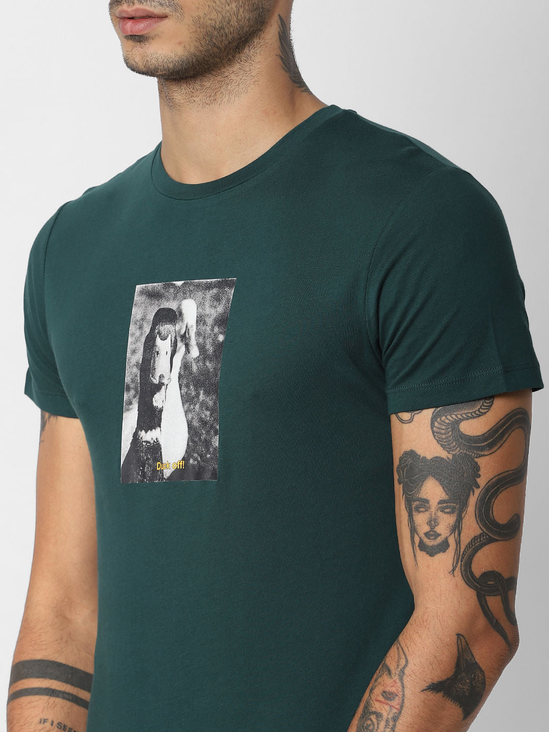 Green Graphic Print Crew Neck T-Shirt