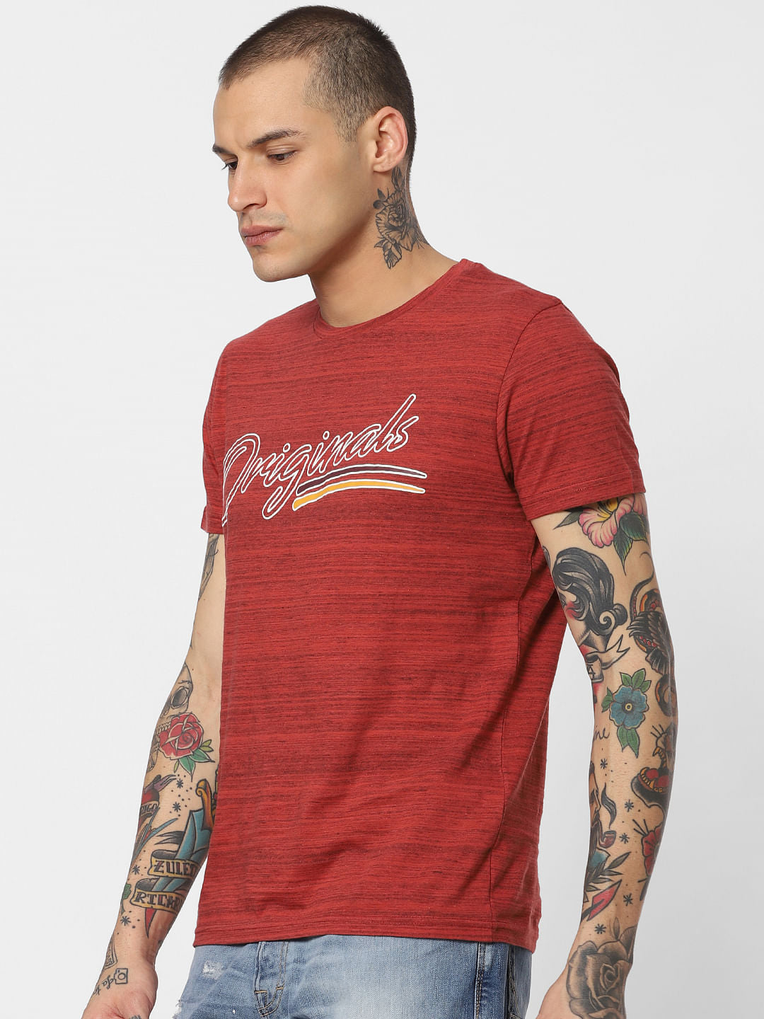 Red Logo Print Crew Neck T-Shirt