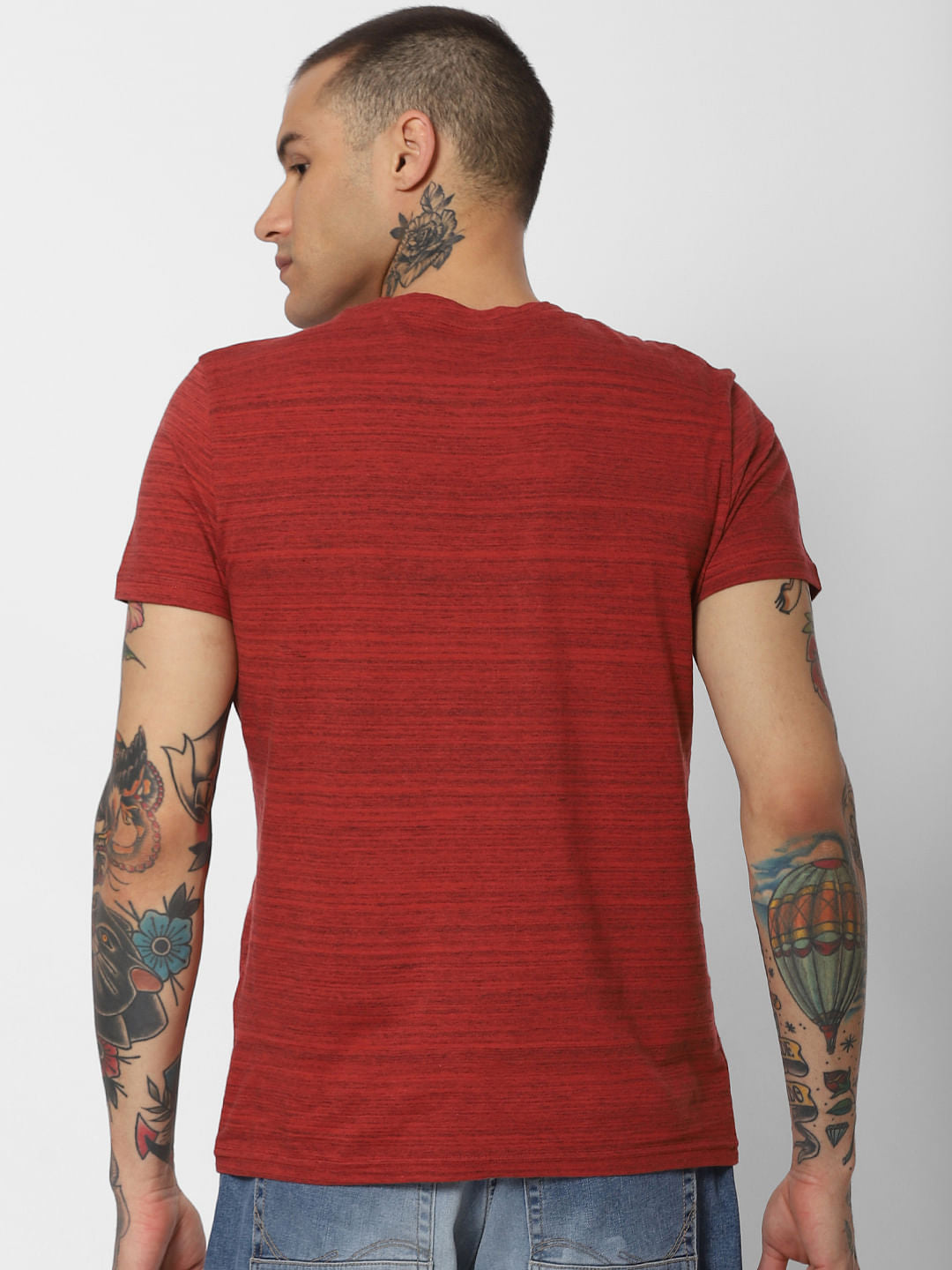 Red Logo Print Crew Neck T-Shirt