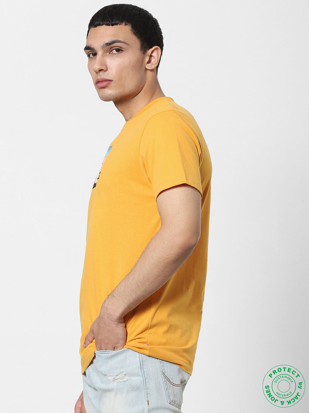 Yellow Graphic Print Crew Neck T-Shirt