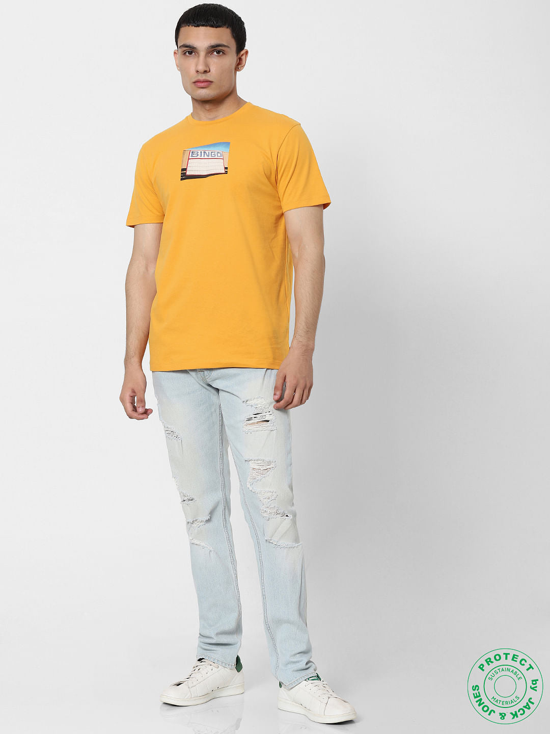 Yellow Graphic Print Crew Neck T-Shirt