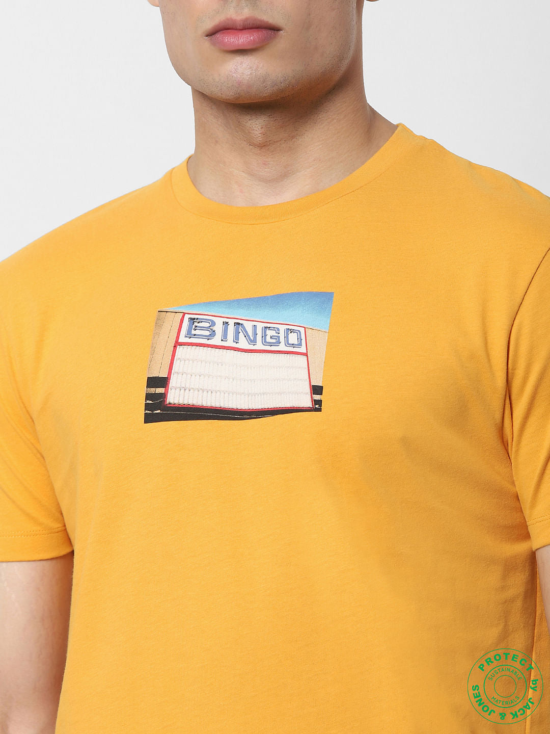 Yellow Graphic Print Crew Neck T-Shirt