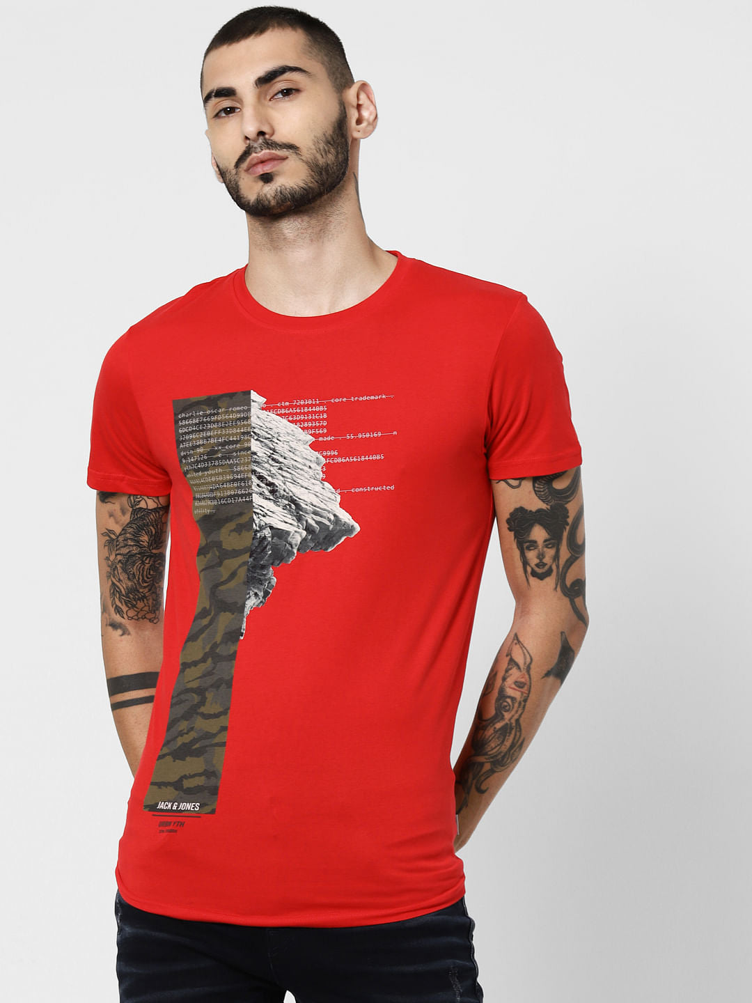 Red Graphic Print Crew Neck T-Shirt