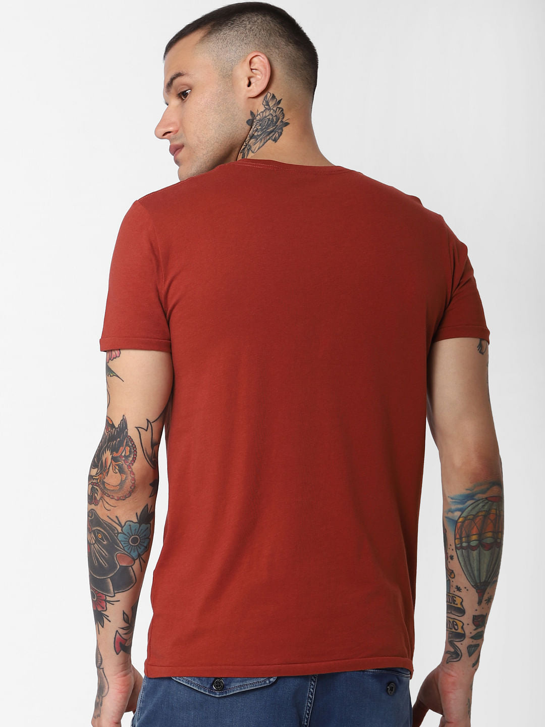 Red Text Print Crew Neck T-Shirt