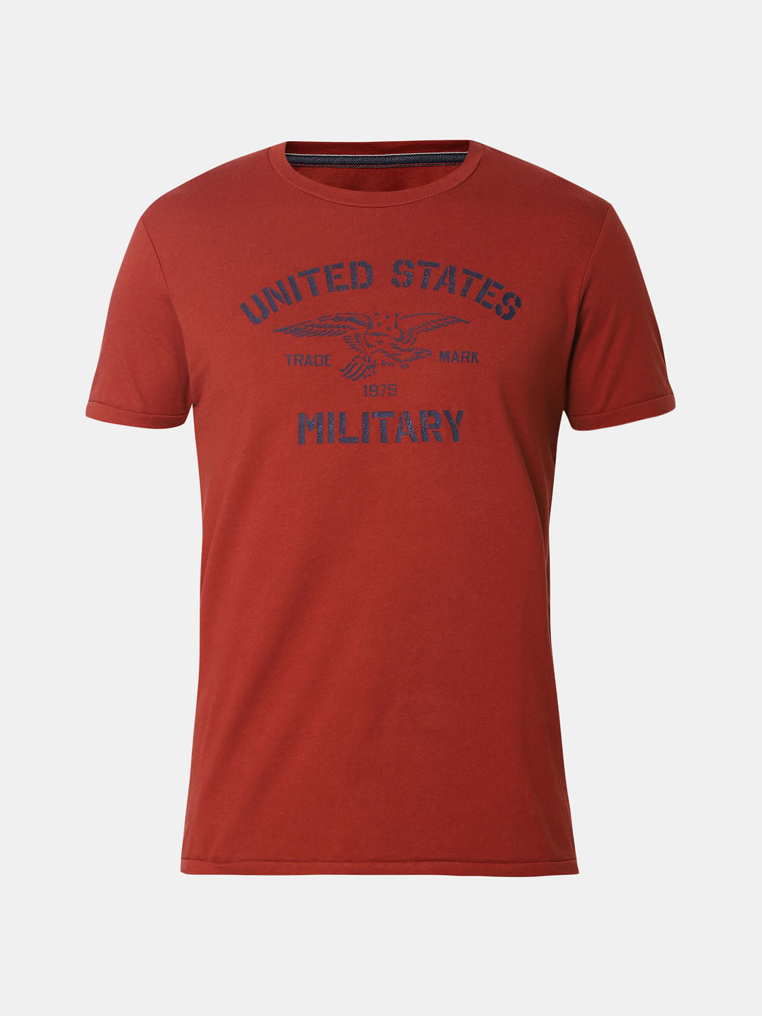Red Text Print Crew Neck T-Shirt