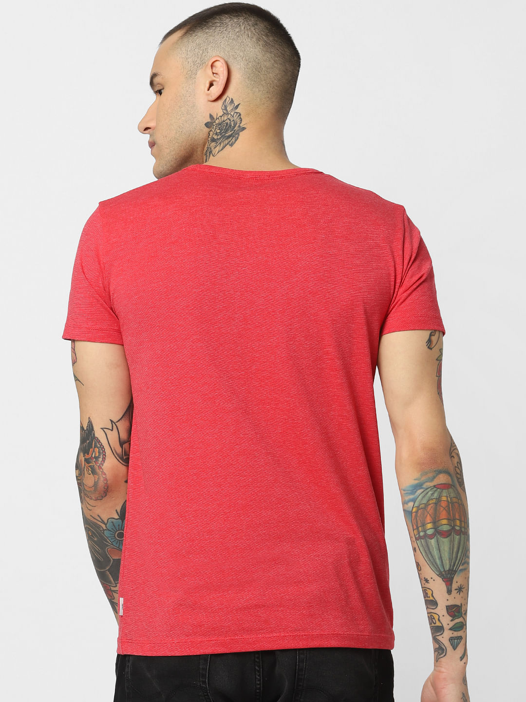 Red Camo Patch Crew Neck T-Shirt