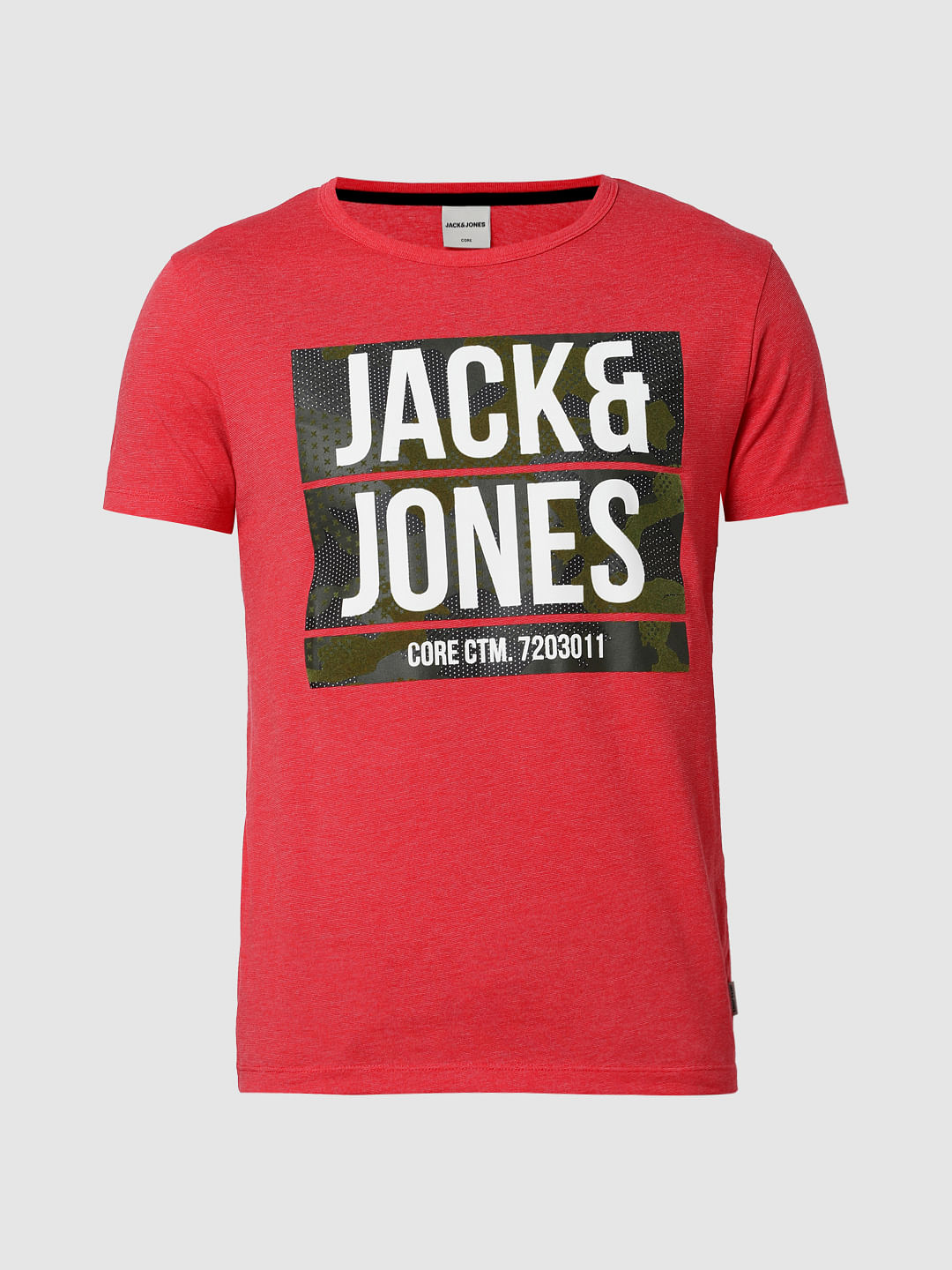 Red Camo Patch Crew Neck T-Shirt