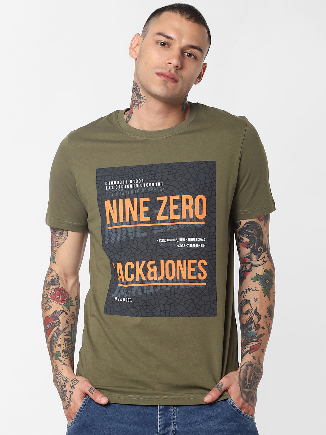 Green Graphic Print Crew Neck T-Shirt - S