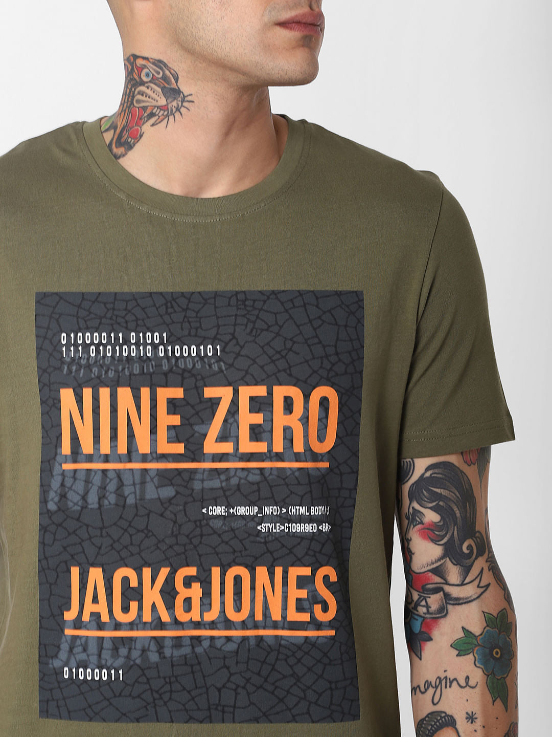 Green Graphic Print Crew Neck T-Shirt
