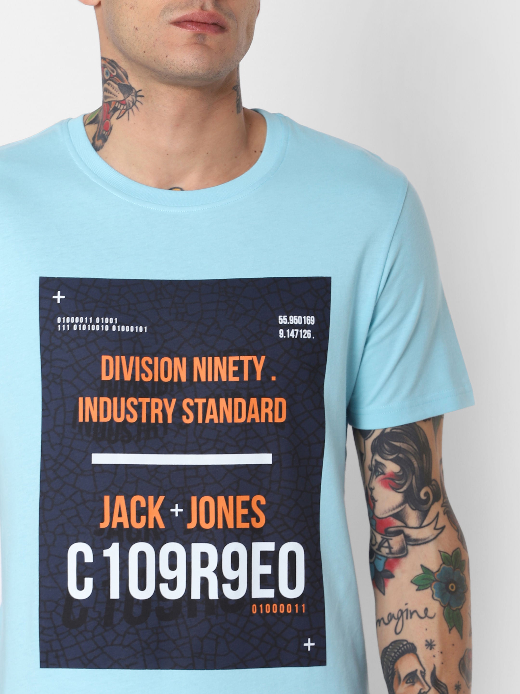 Blue Graphic Print Crew Neck T-Shirt