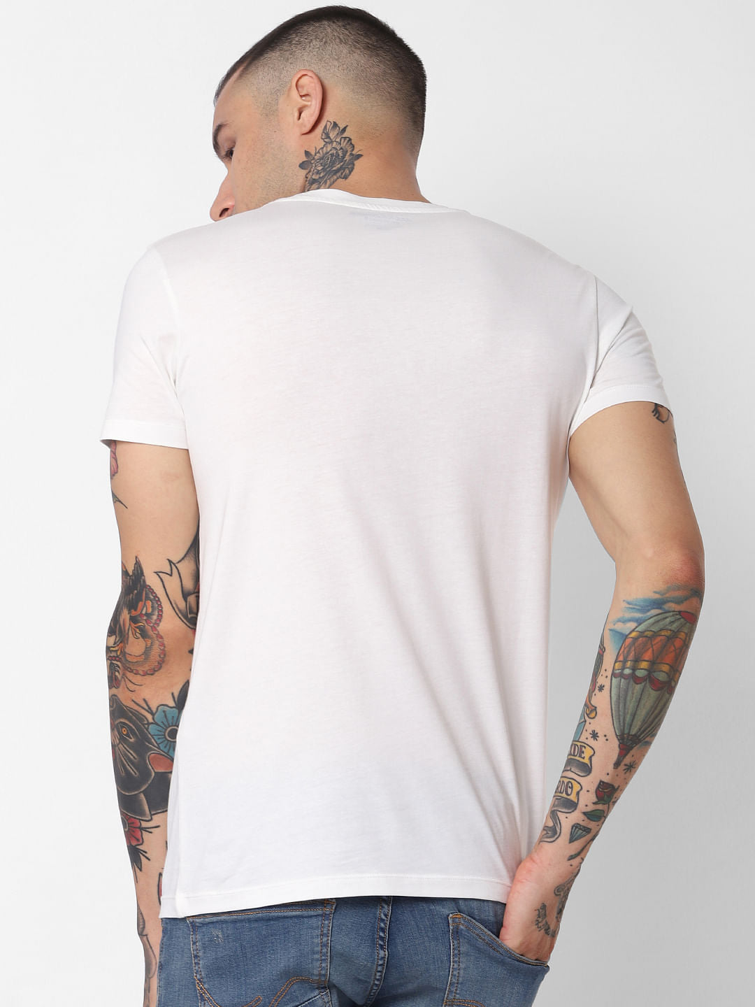 White Graphic Print Crew Neck T-Shirt