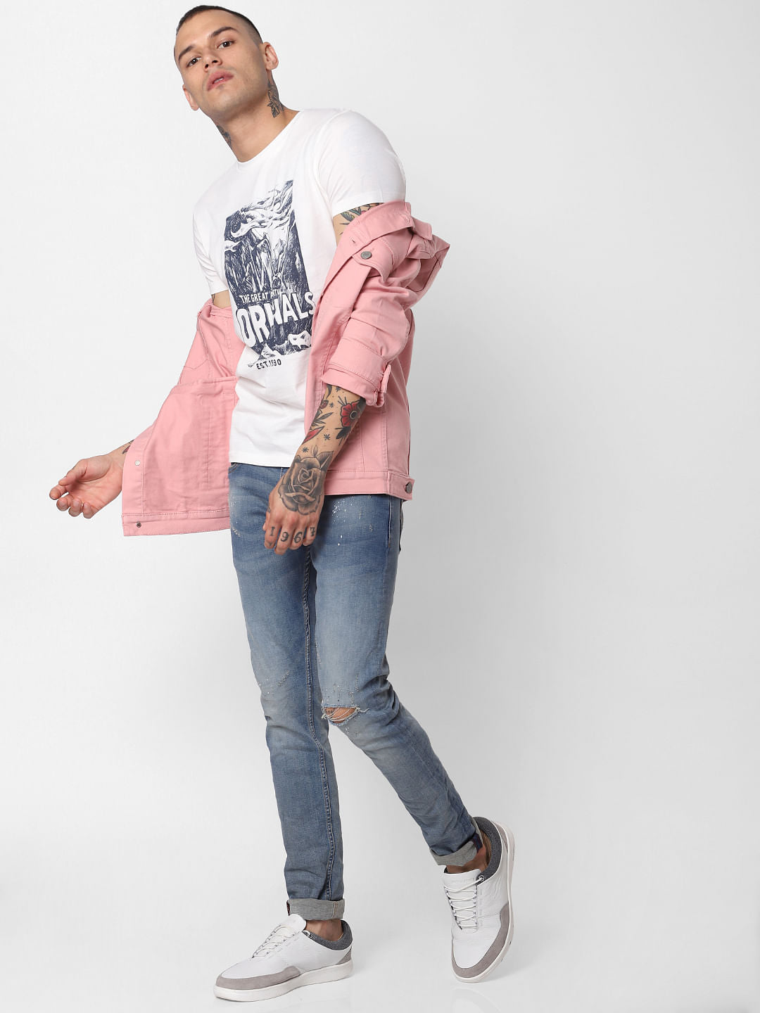 White Graphic Print Crew Neck T-Shirt