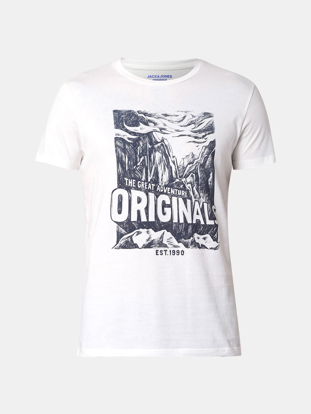 White Graphic Print Crew Neck T-Shirt