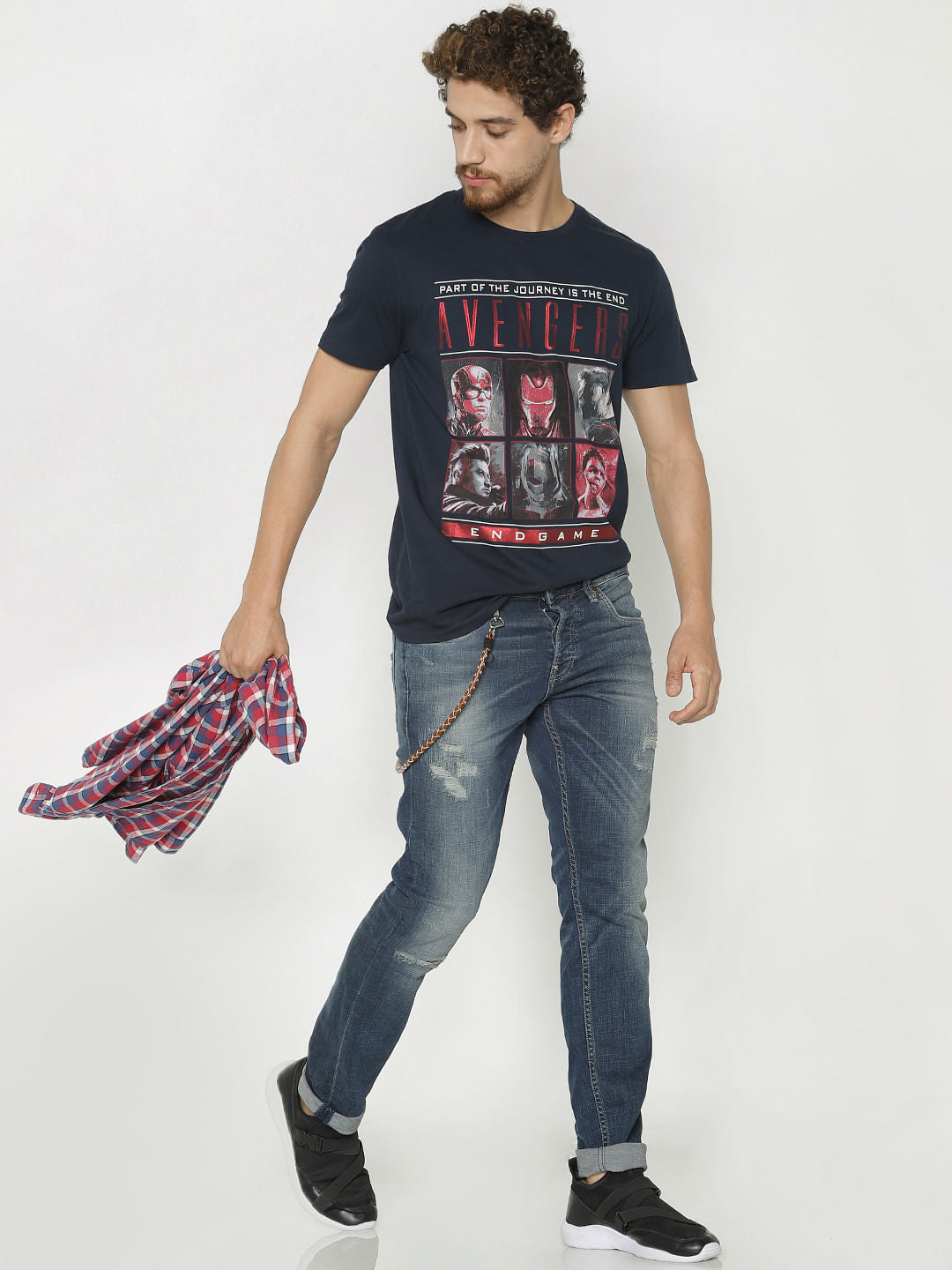 X Avengers Blue Printed Crew Neck T-Shirt