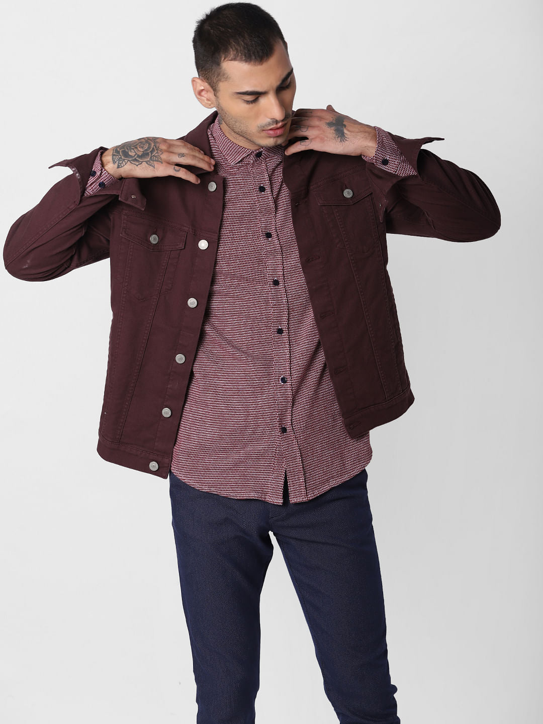 Red All Over Print Full Sleeves Shirt - S