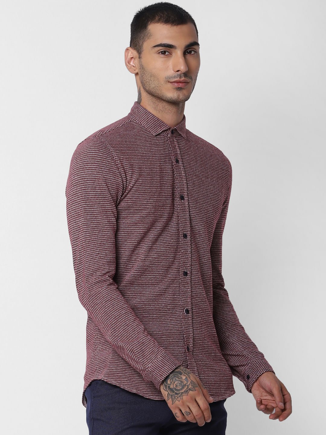 Red All Over Print Full Sleeves Shirt