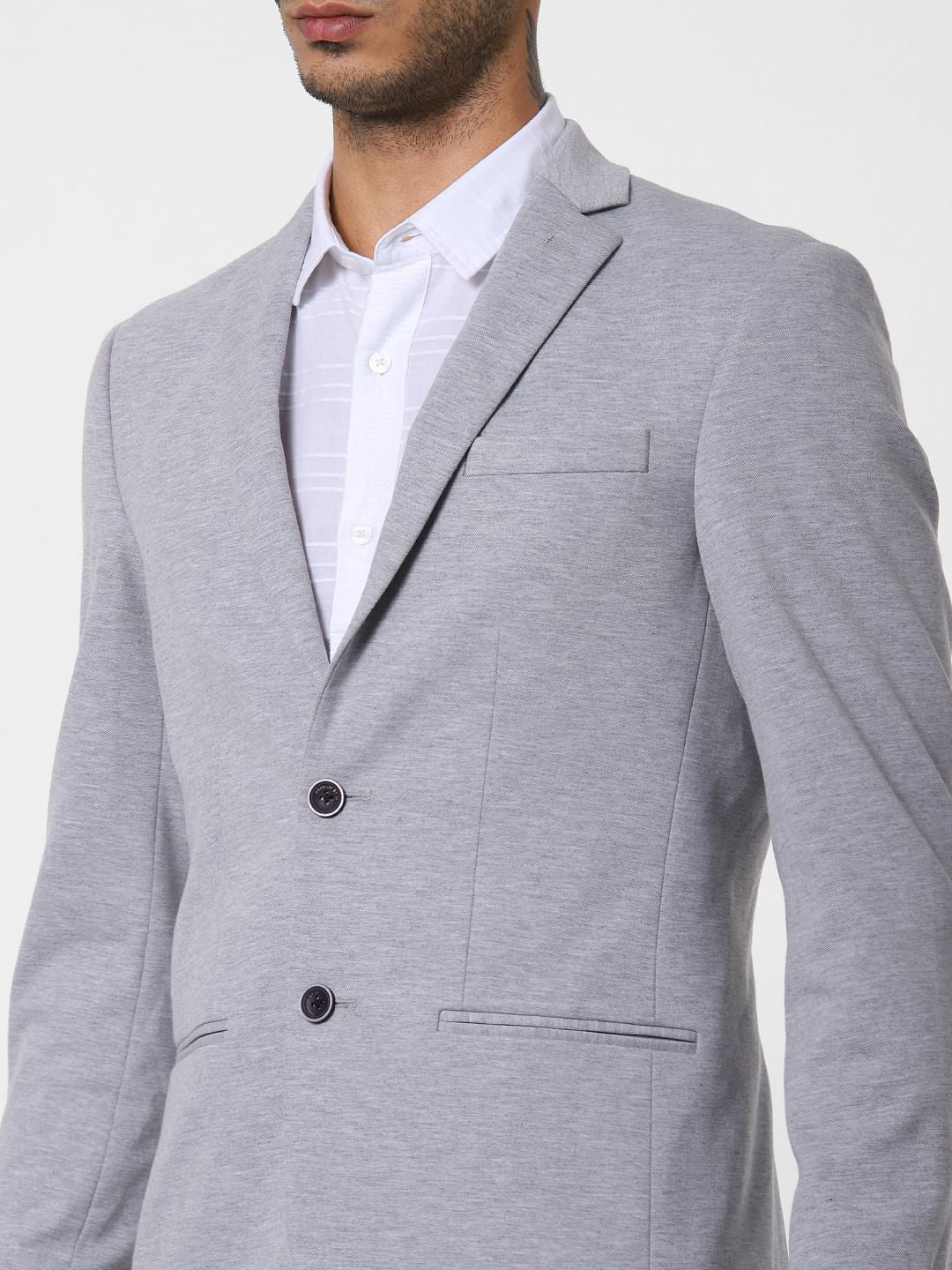 Light Grey Slim Fit Blazer