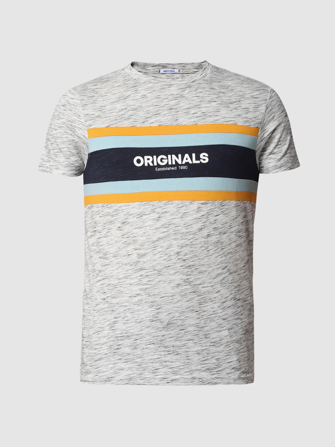 Light Grey Logo Print Crew Neck T-Shirt