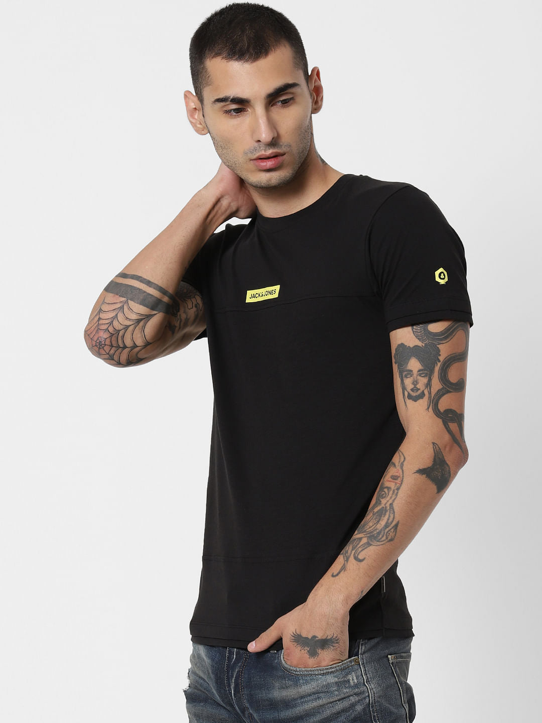 Black Logo Print Crew Neck T-Shirt