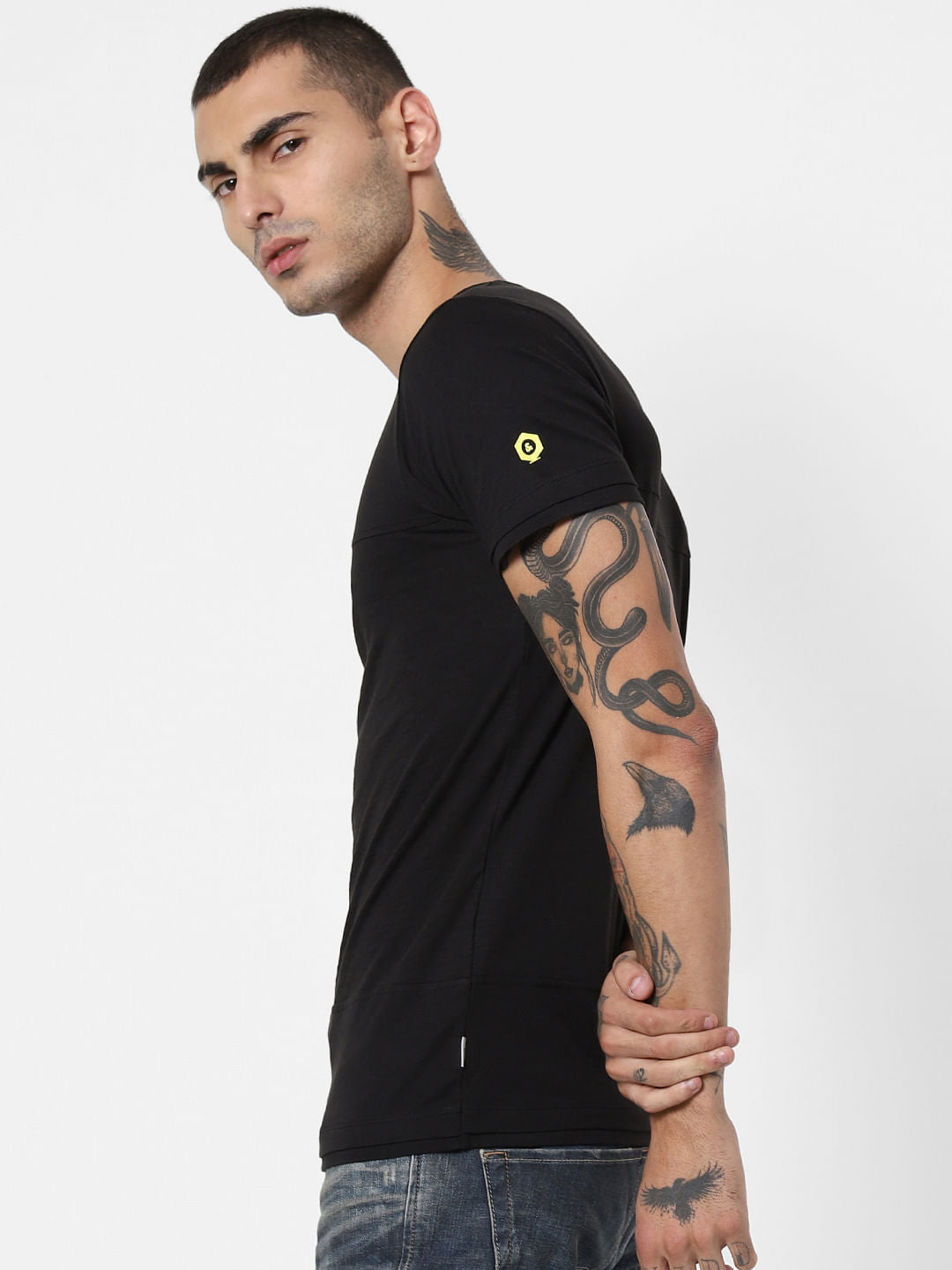 Black Logo Print Crew Neck T-Shirt