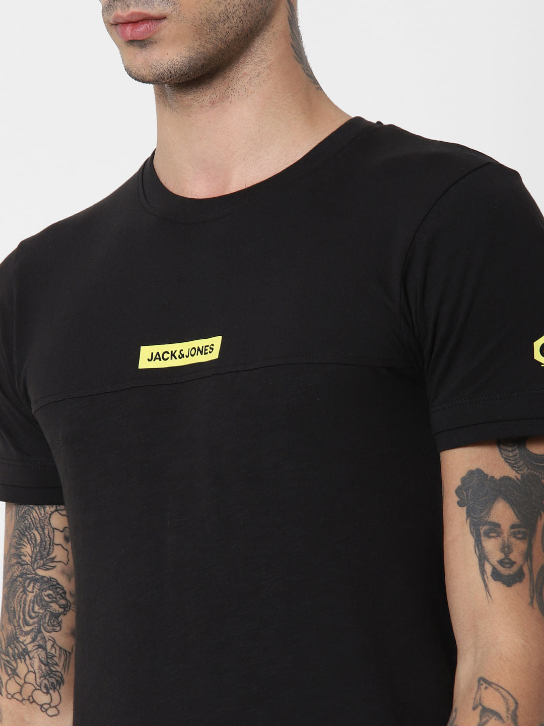 Black Logo Print Crew Neck T-Shirt