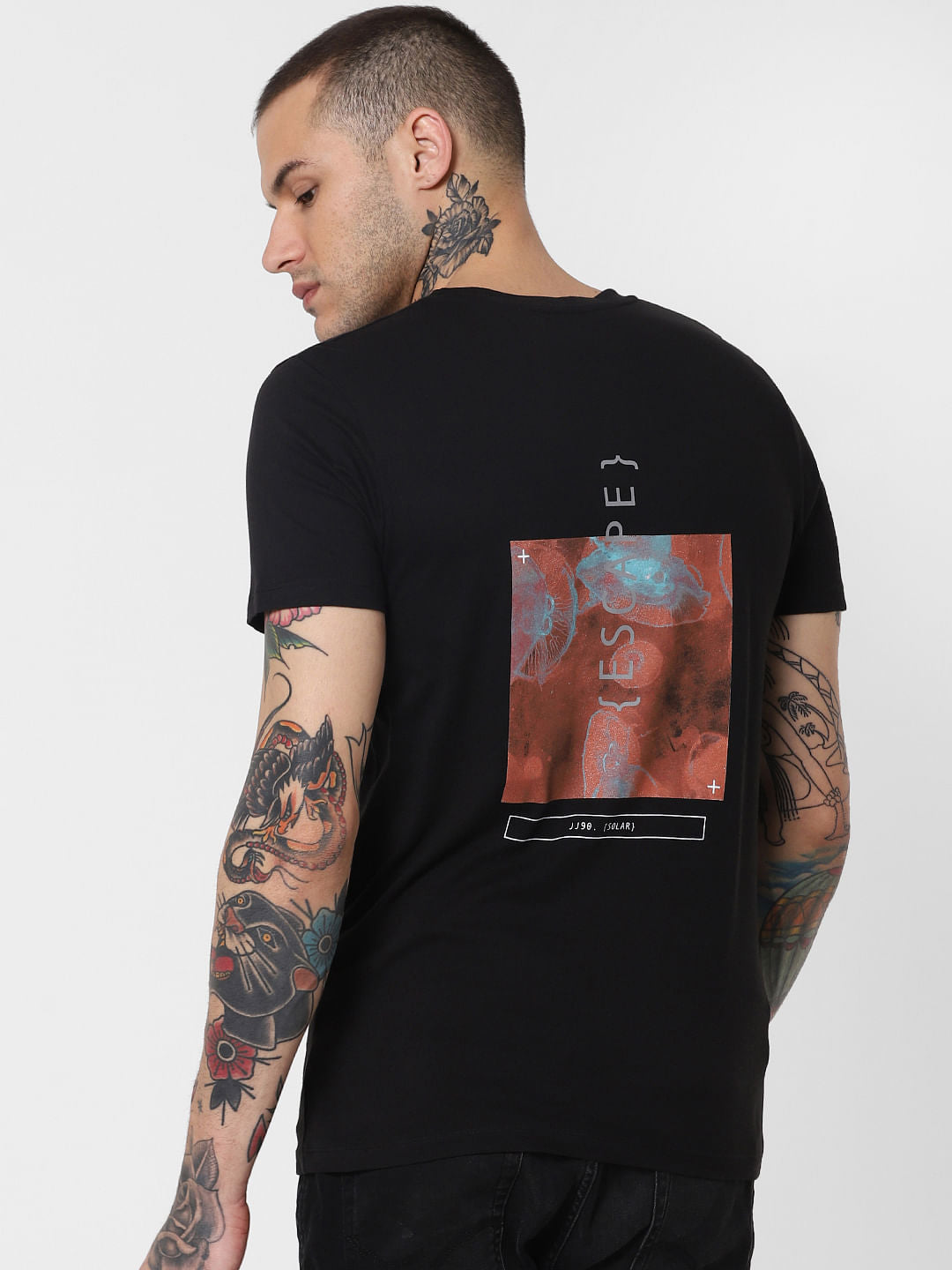 Black Graphic Print Crew Neck T-Shirt