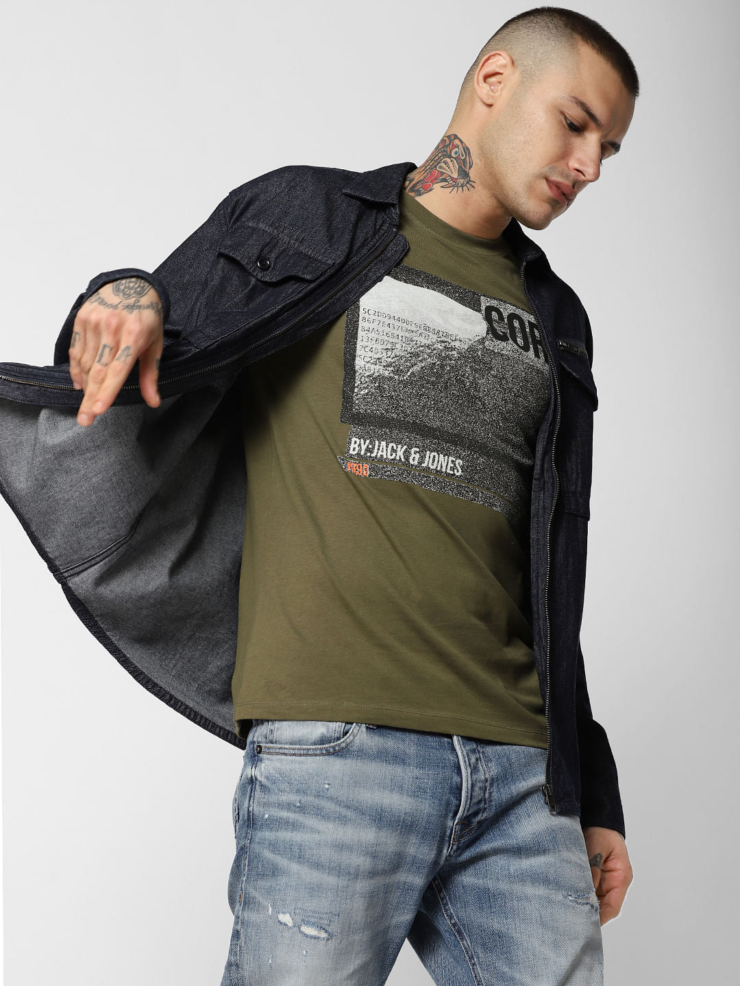 Green Logo Print Crew Neck T-Shirt - S