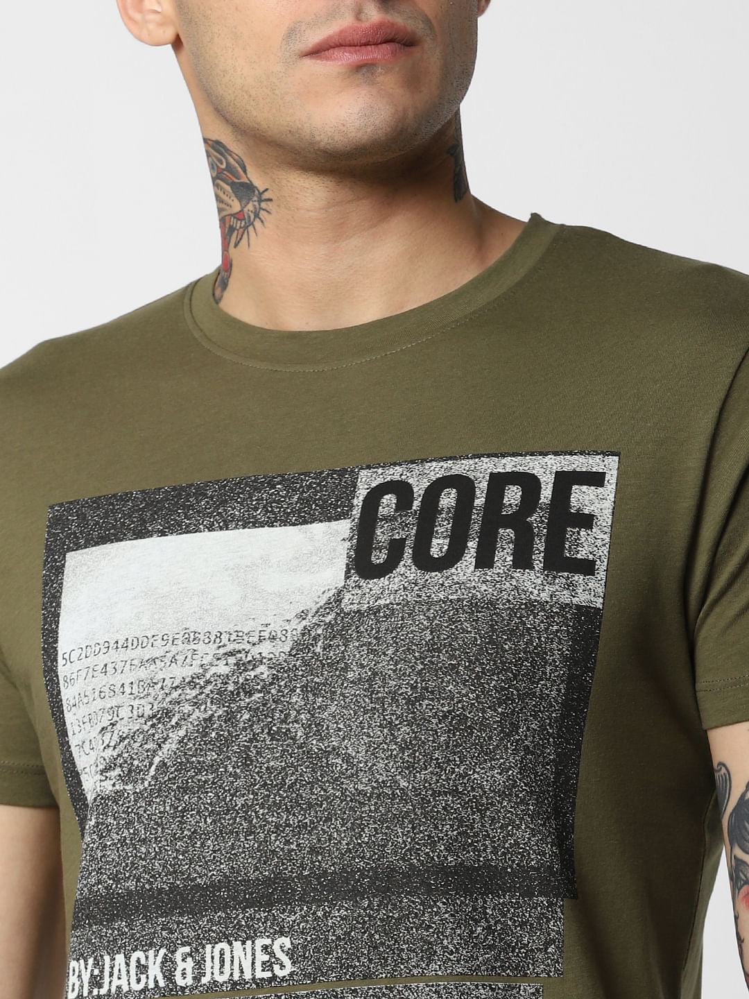 Green Logo Print Crew Neck T-Shirt