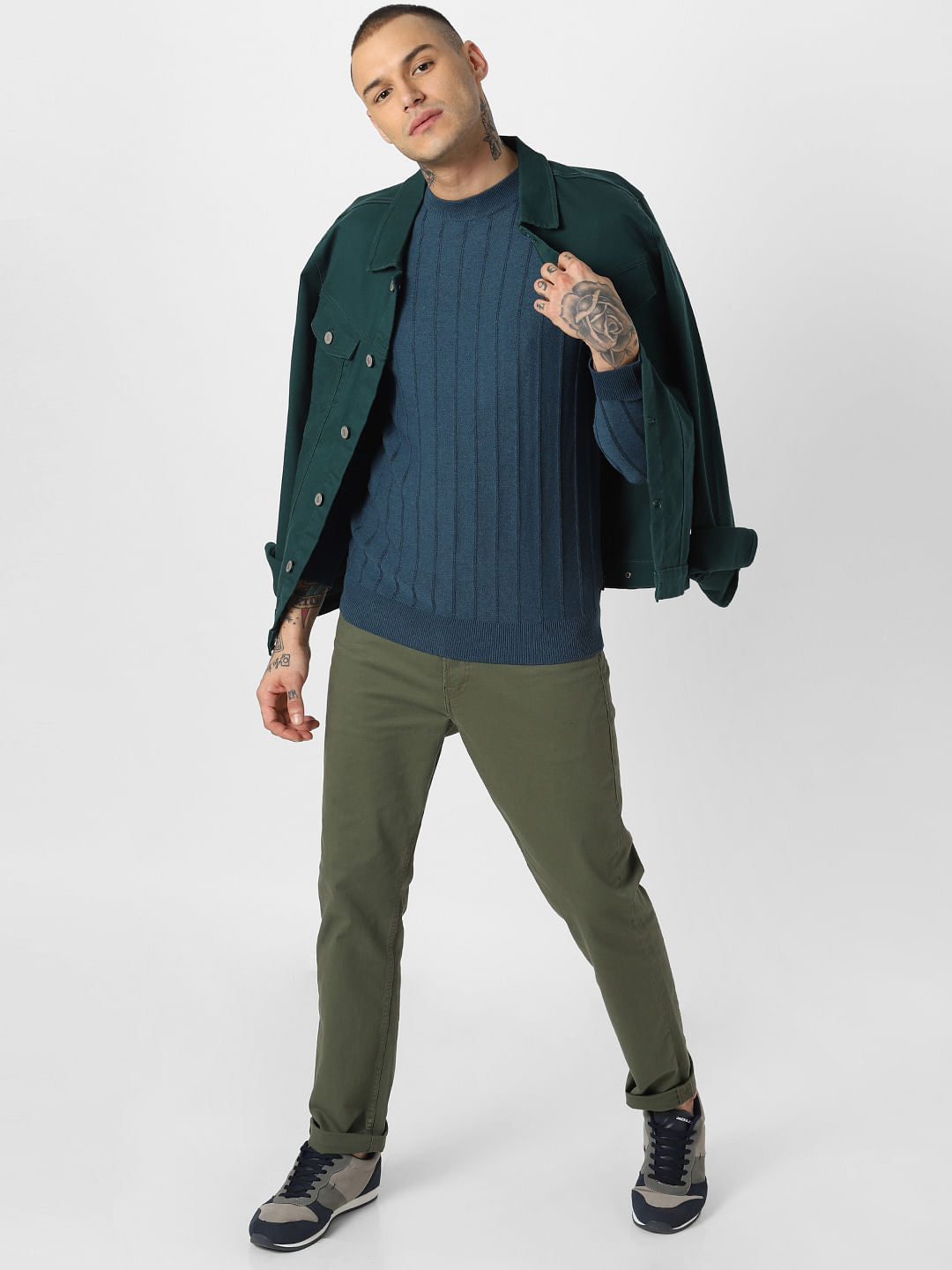 Blue Striped Pullover - S