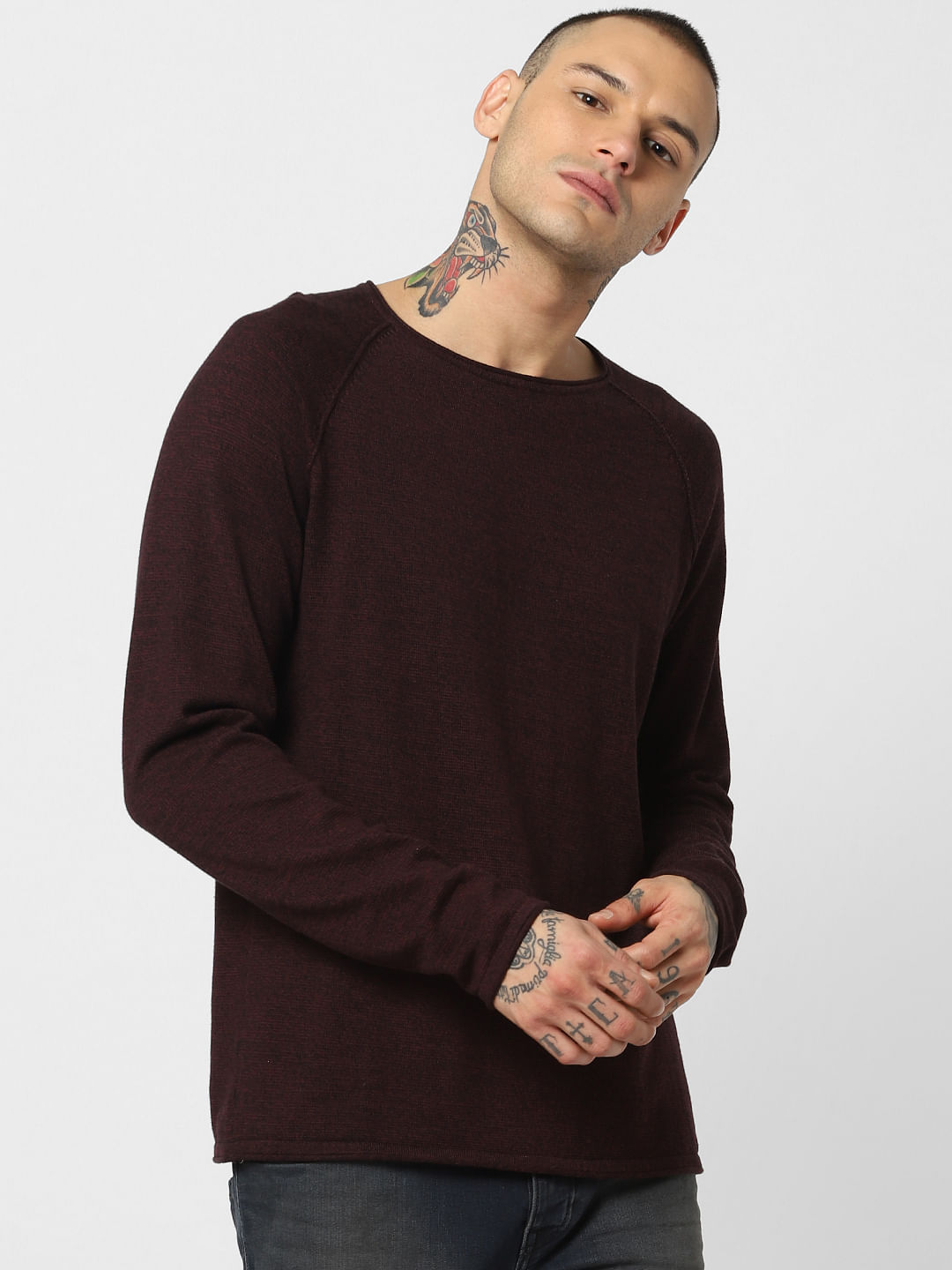 Burgundy Crew Neck Pullover