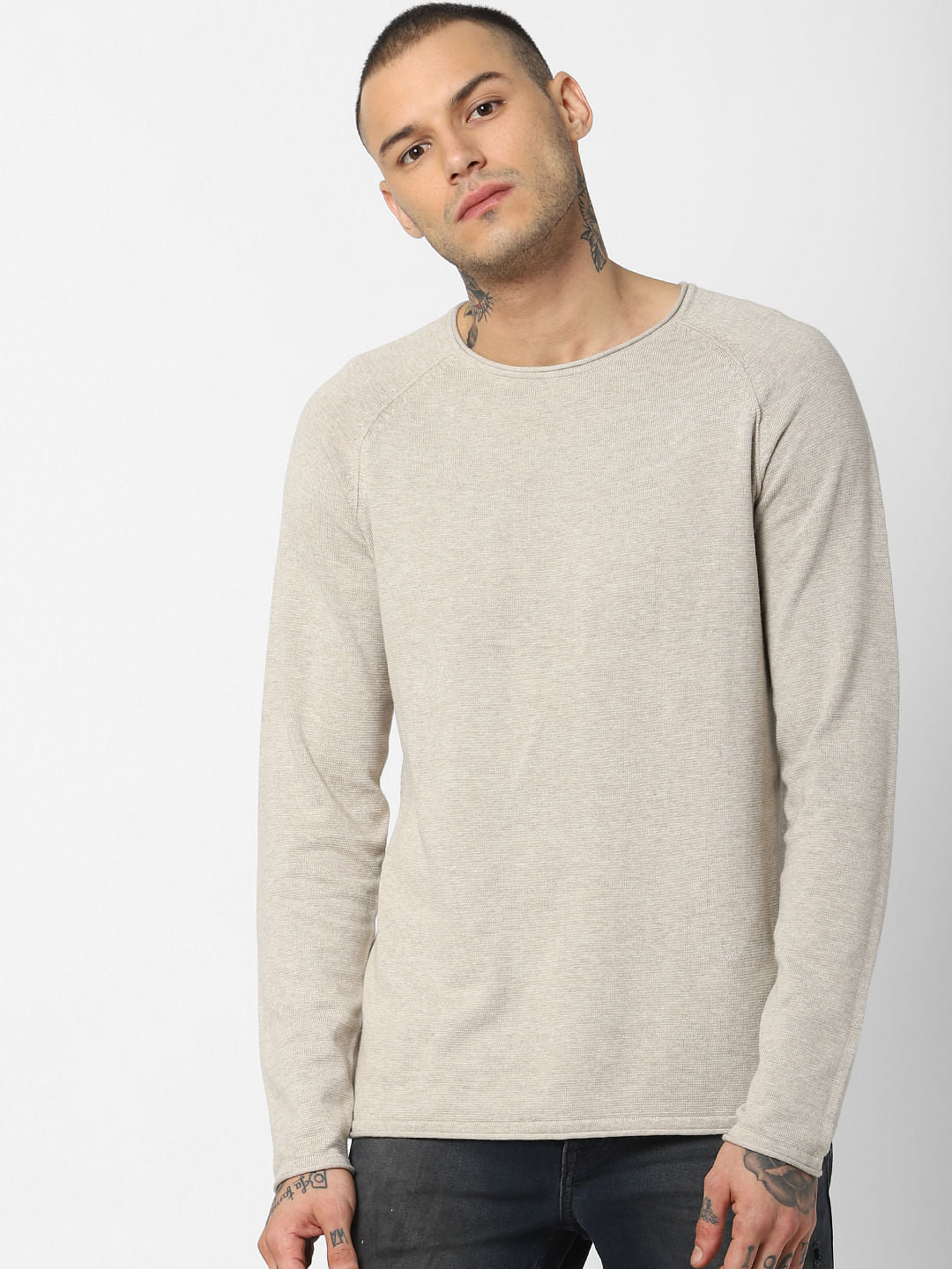 Cream Crew Neck Pullover