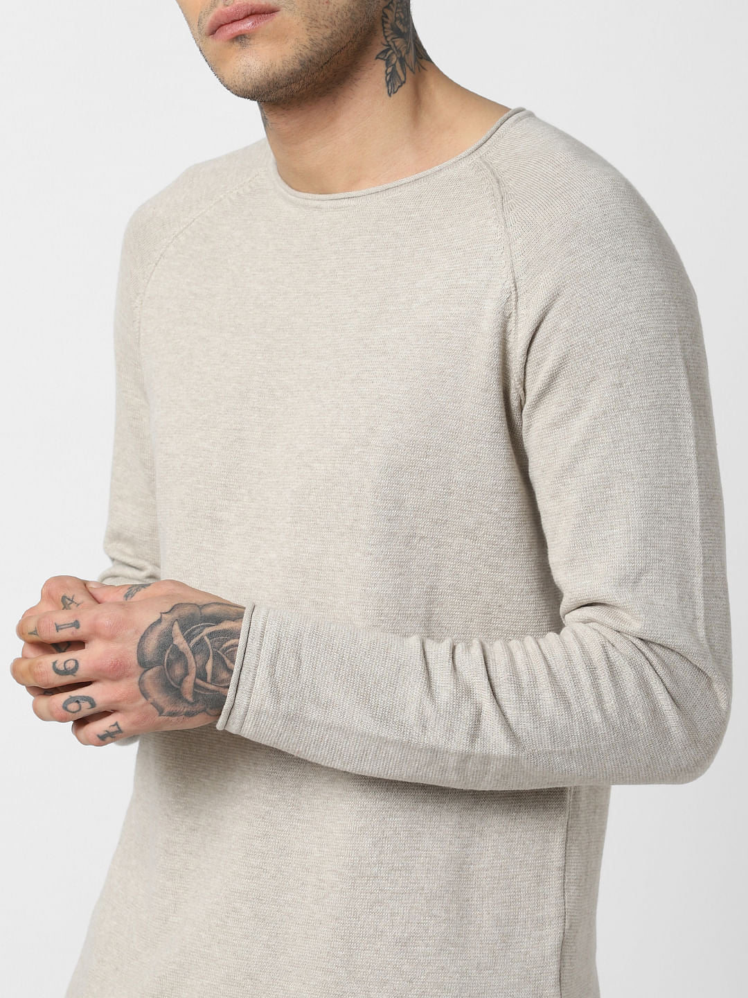 Cream Crew Neck Pullover