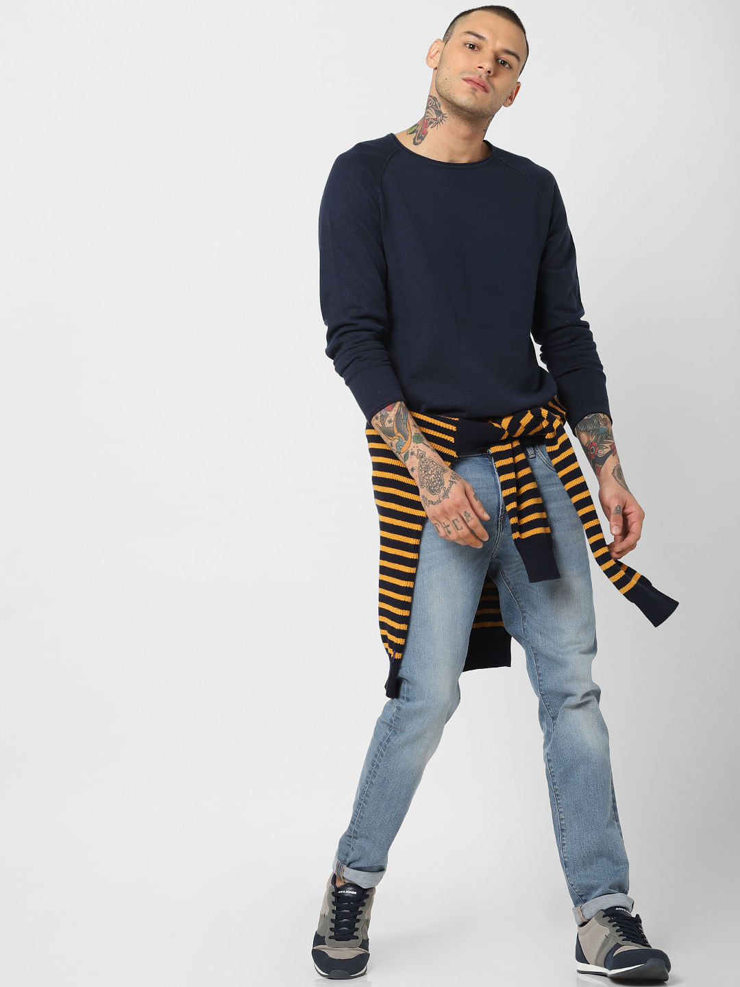 Navy Blue Crew Neck Pullover - S