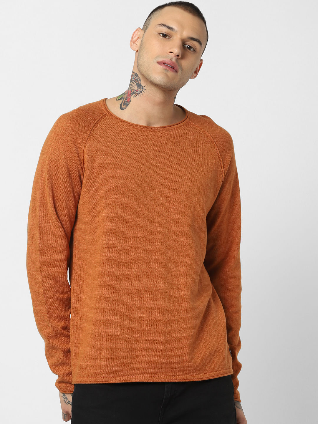Brown Crew Neck Pullover