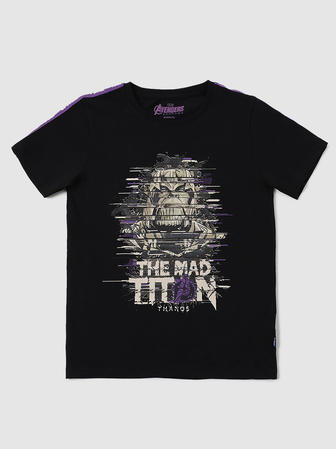 Boys Black Thanos Print Crew Neck T-shirt - 128/8Y