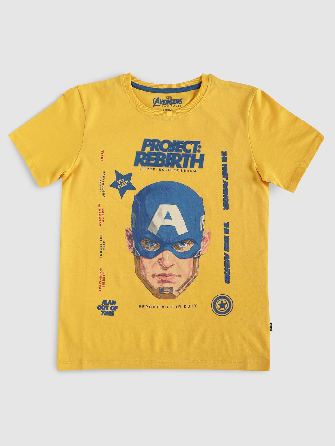 Boys X Avengers Yellow Captain America T-Shirt - 128/8Y