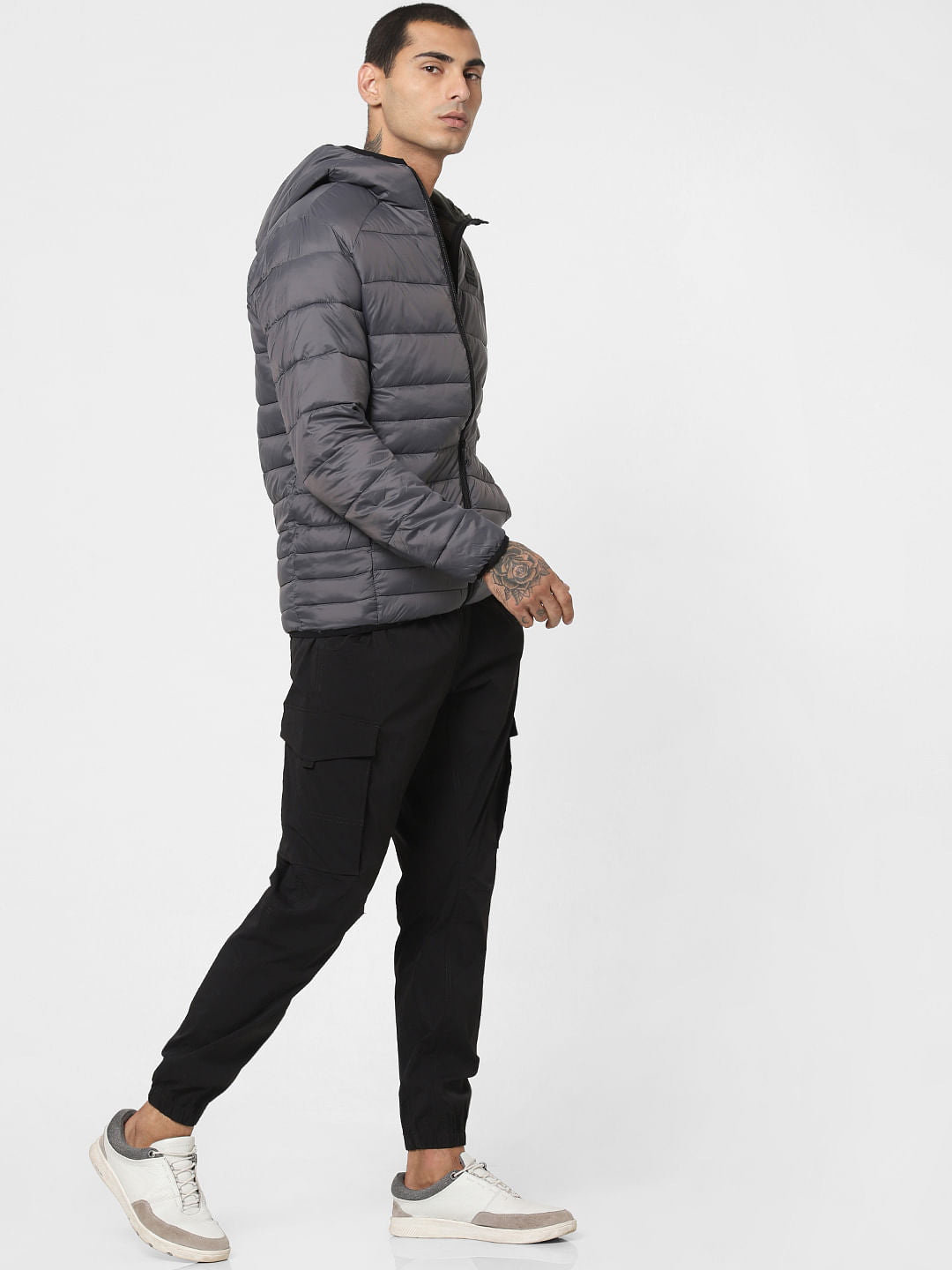 Grey Hooded Puffer Jacket