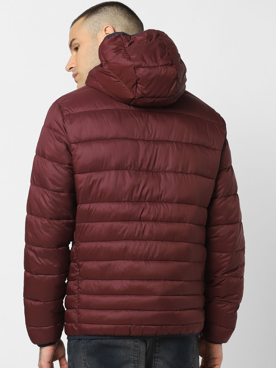 Burgundy Hooded Puffer Jacket
