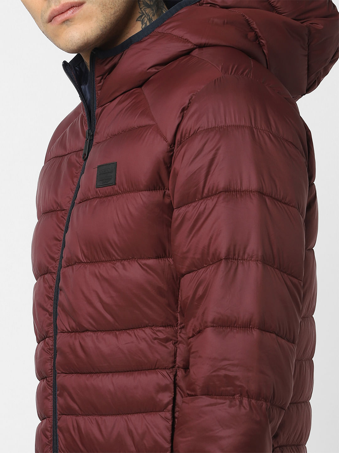Burgundy Hooded Puffer Jacket