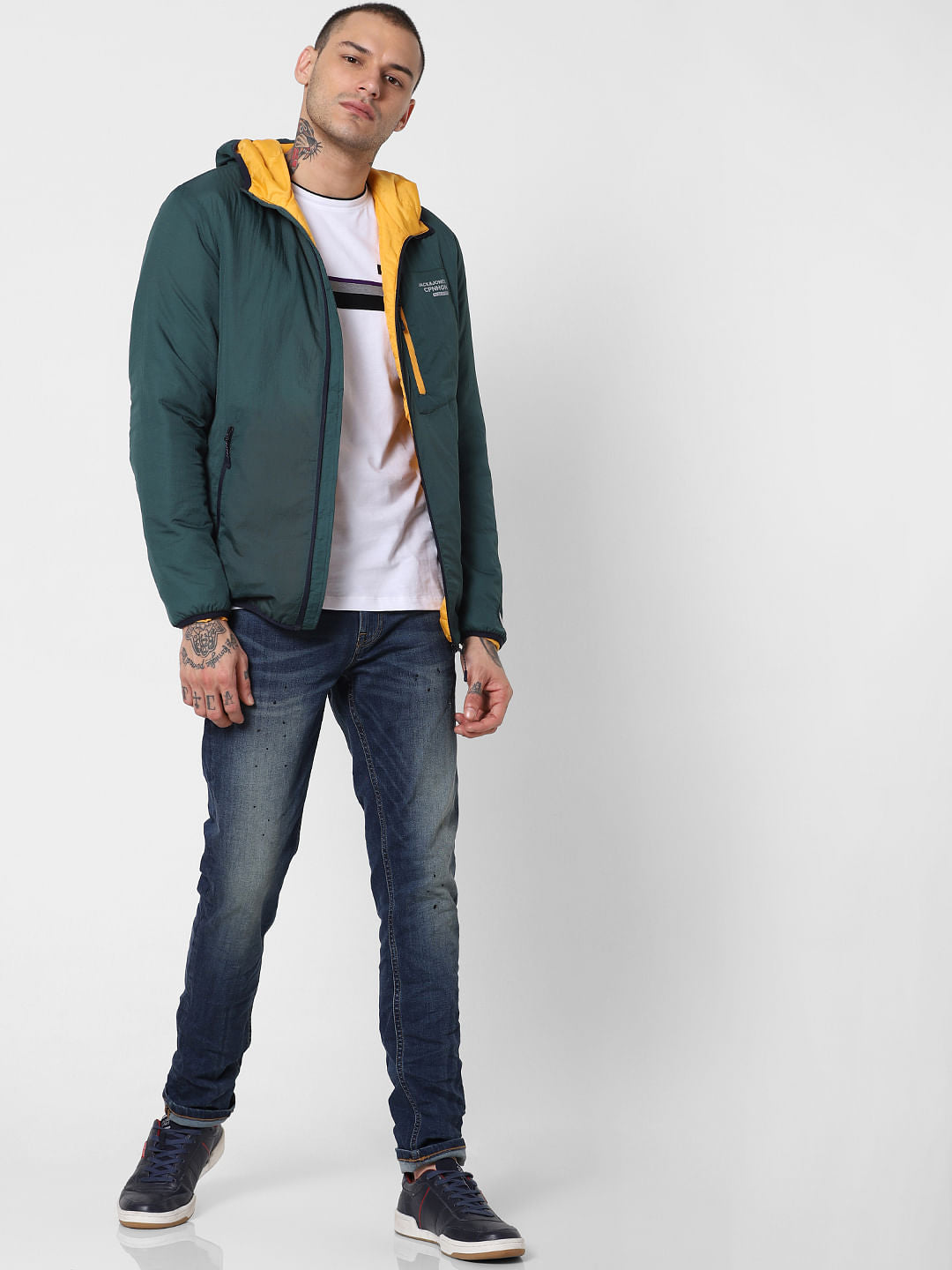 Green Zip Up Hooded Jacket - S