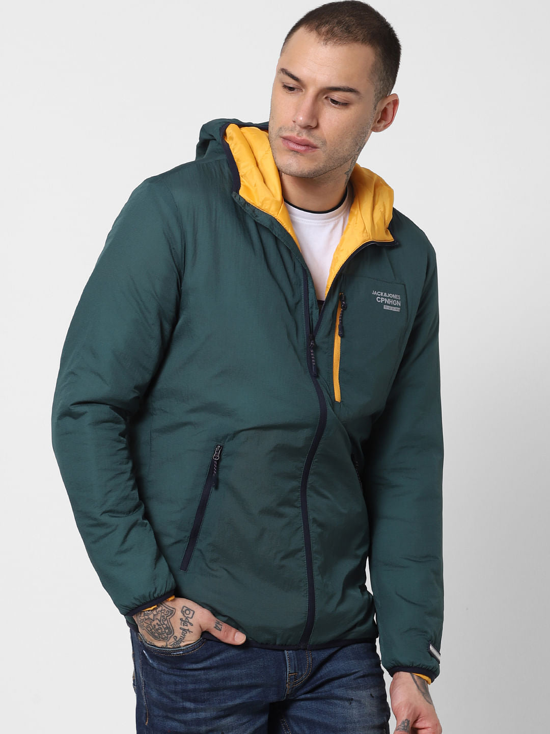Green Zip Up Hooded Jacket