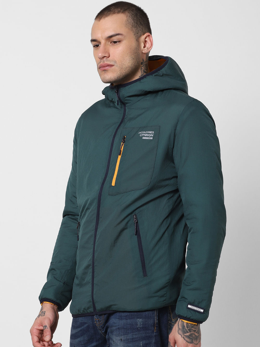 Green Zip Up Hooded Jacket