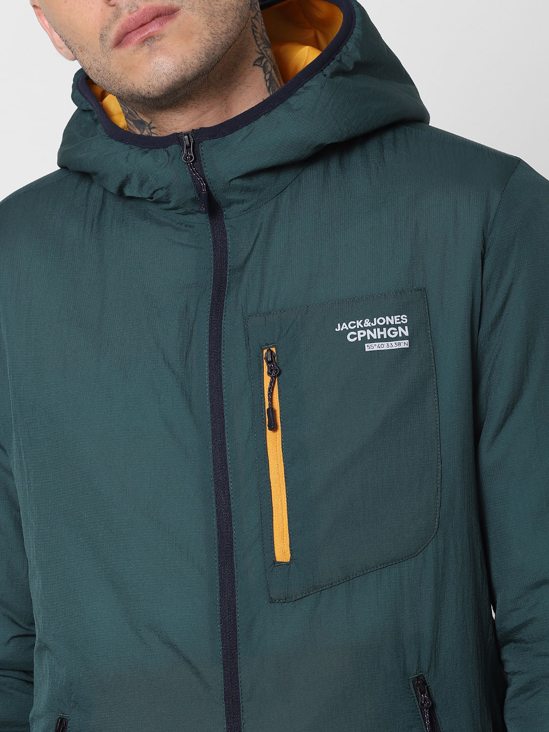 Green Zip Up Hooded Jacket