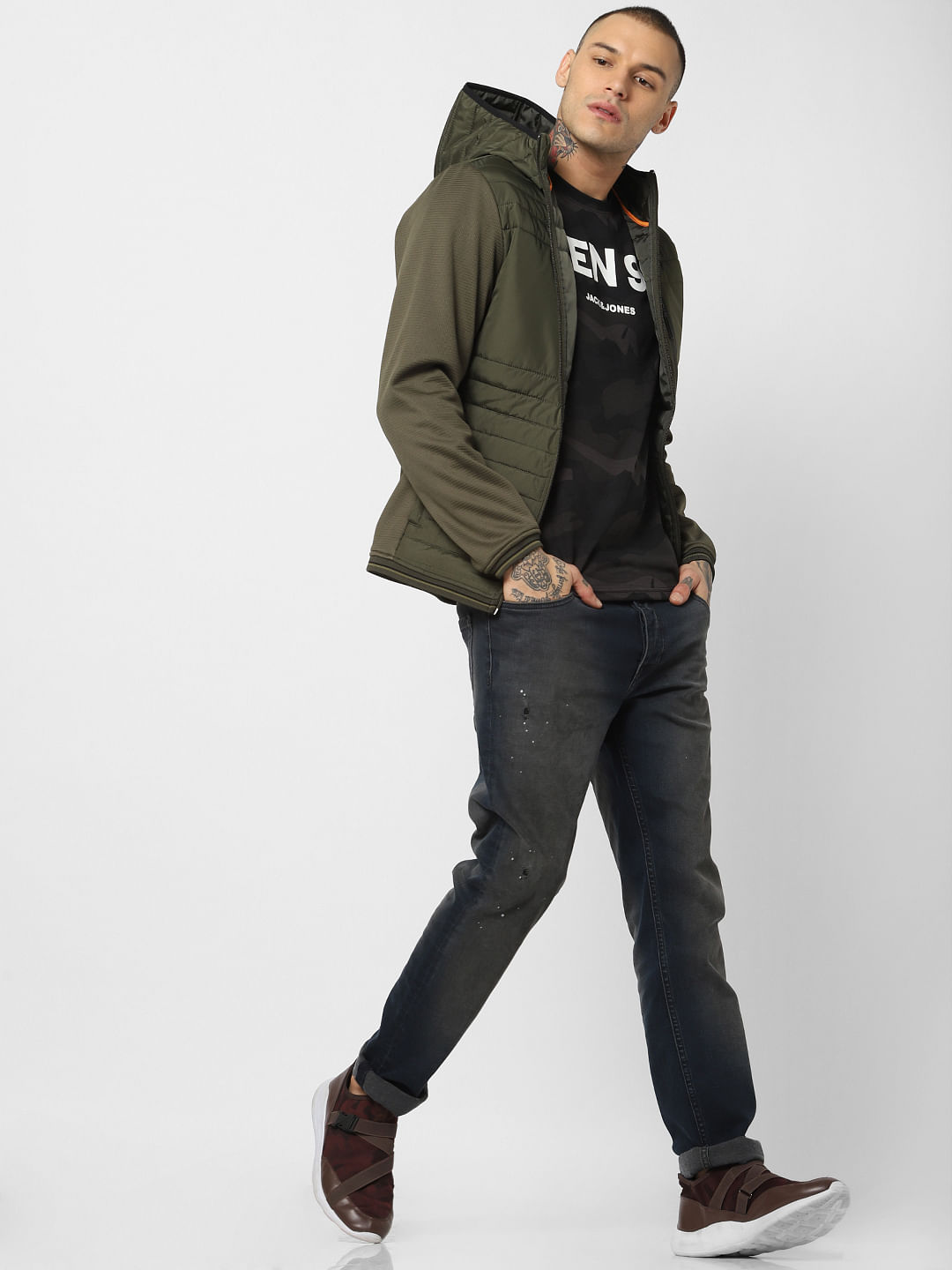 Green Hooded Puffer Jackets - S