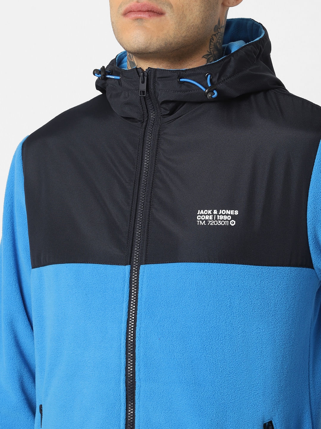 Blue Hooded Fleece Jacket